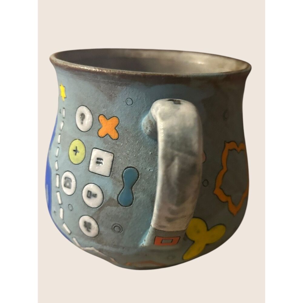 ☕️ MASA SASAKI CERAMICS BUDDHA MOTIF BLUE POT BELLY ART MUG 100% HAND CRAFTED - Picture 4 of 8